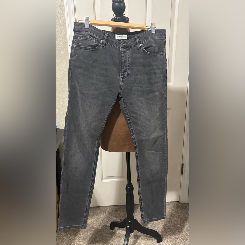 Topman Charcoal Straight Men's Jeans